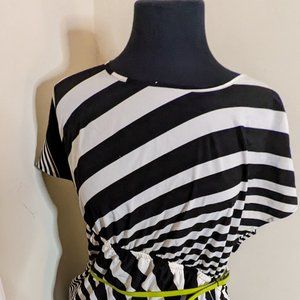 Black and White Flutter Sleeve Dress